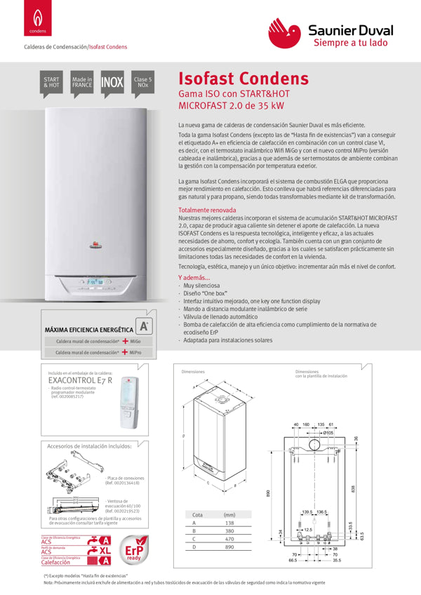 Thema Condens F25 25kW | 2.268€ | 3 años sin intereses | 63€/mes | Precio al contado 2.100€